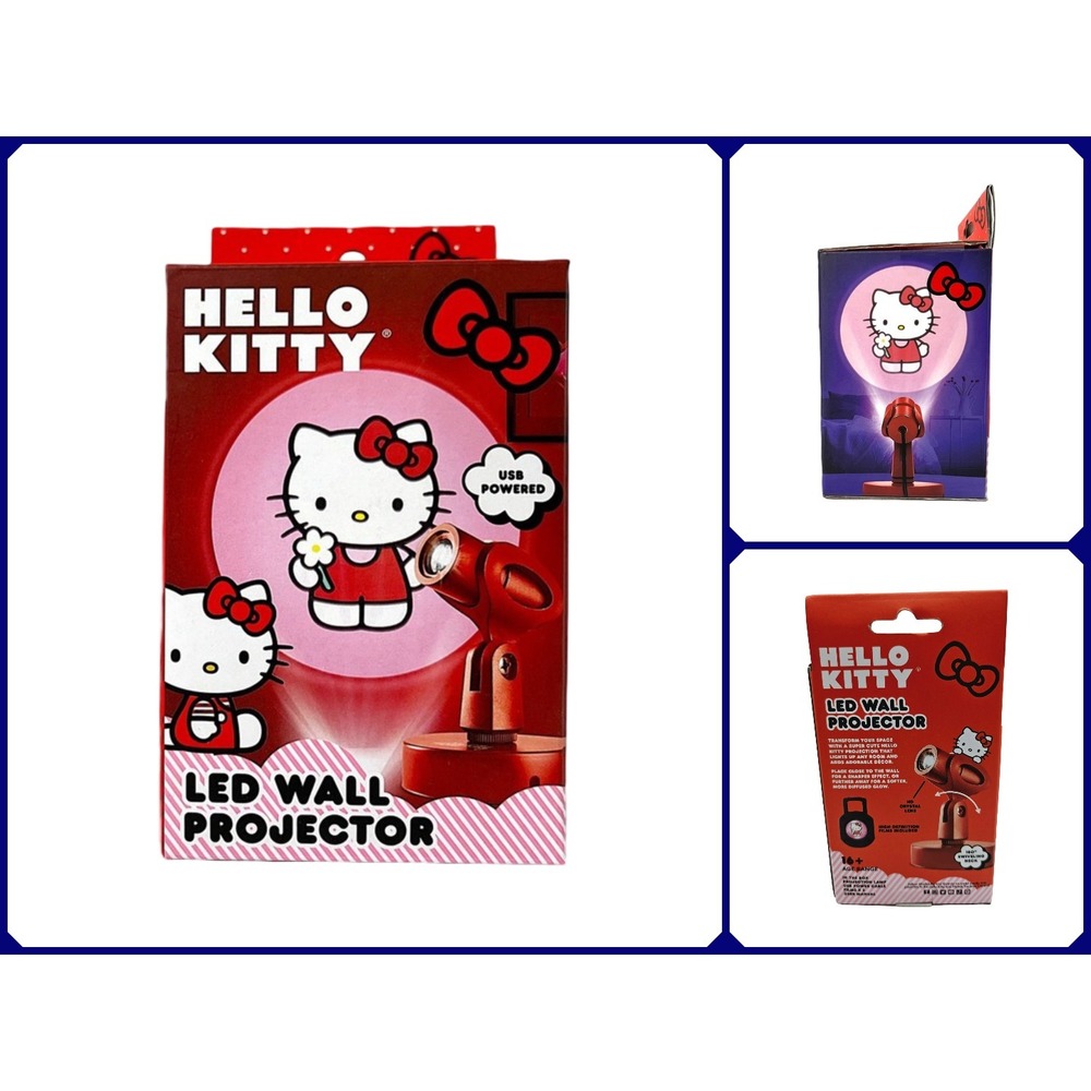 SANRIO Hello Kitty LED Wall Projector Red USB Powered Lamp 3 Films 180 Swivel